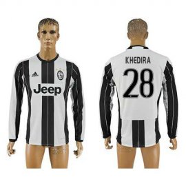 Juventus #28 Khedira Home Long Sleeves Soccer Club Jersey