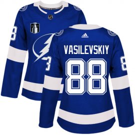 Adidas Tampa Bay Lightning #88 Andrei Vasilevskiy Blue 2022 Stanley Cup Final Patch Womens Home Authentic Stitched NHL Jersey Womens