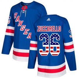 Adidas New York Rangers #36 Mats Zuccarello Royal Blue Home Authentic USA Flag Stitched NHL Jersey
