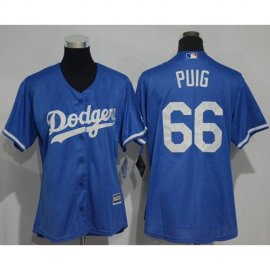 Los Angeles Dodgers #66 Yasiel Puig Blue Alternate Womens Stitched MLB Jersey