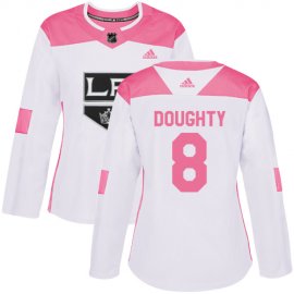 Adidas Los Angeles Kings #8 Drew Doughty White/Pink Authentic Fashion Womens Stitched NHL Jersey