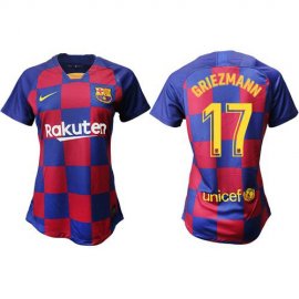Womens Barcelona #17 Griezmann Home Soccer Club Jersey