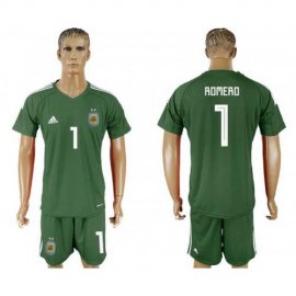 Argentina #1 ROMERO Army Green Goalkeeper 2018 FIFA World Cup Soccer Jersey