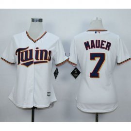 Minnesota Twins #7 Joe Mauer White Home Womens Stitched MLB Jersey