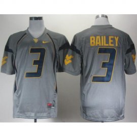 West Virginia Mountaineers 3 Stedman Bailey Grey College Football Jerseys