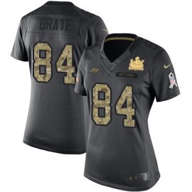 Nike Tampa Bay Buccaneers #84 Cameron Brate Black Womens Super Bowl LV Champions Patch Stitched NFL Limited 2016 Salute to Service Jersey