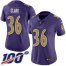 Nike Baltimore Ravens #36 Chuck Clark Purple Womens Stitched NFL Limited Rush 100th Season Jersey