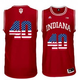 Indiana Hoosiers #40 Cody Zeller Red 40 Big 10 Patch USA Flag College Basketball Jersey