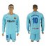 Barcelona #10 Ronaldinho Away Long Sleeves Soccer Club Jersey