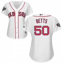 Boston Red Sox #50 Mookie Betts White Home 2018 World Series Womens Stitched MLB Jersey