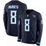 Nike Tennessee Titans #8 Marcus Mariota Navy Blue Team Color Mens Stitched NFL Limited Therma Long Sleeve Jersey