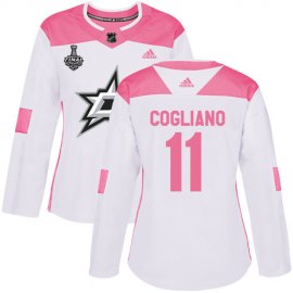 Adidas Dallas Stars #11 Andrew Cogliano White/Pink Authentic Fashion Womens 2020 Stanley Cup Final Stitched NHL Jersey
