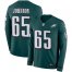 Nike Philadelphia Eagles #65 Lane Johnson Midnight Green Team Color Mens Stitched NFL Limited Therma Long Sleeve Jersey