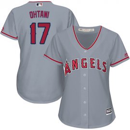 Los Angeles Angels #17 Shohei Ohtani Grey Road Womens Stitched MLB Jersey