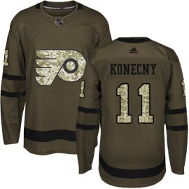Adidas Philadelphia Flyers #11 Travis Konecny Green Salute to Service Stitched NHL Jersey