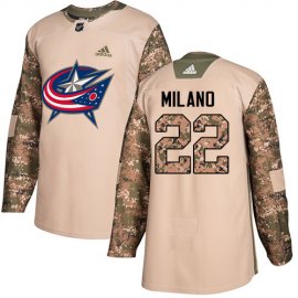 Adidas Columbus Blue Jackets #22 Sonny Milano Camo Authentic 2017 Veterans Day Stitched Youth NHL Jersey