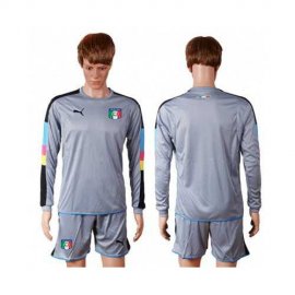 Italy Blank Grey Goalkeeper Long Sleeves Soccer Country Jersey
