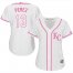 Kansas City Royals #13 Salvador Perez White/Pink Fashion Womens Stitched MLB Jersey
