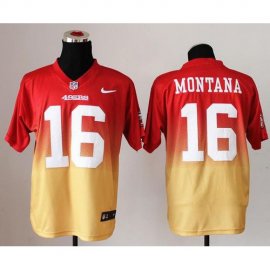 Nike San Francisco 49ers #16 Joe Montana Red/Gold Mens Stitched NFL Elite Fadeaway Fashion Jersey