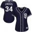San Diego Padres #34 Rollie Fingers Navy Blue Alternate Womens Stitched MLB Jersey