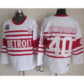 Detroit Red Wings #40 Henrik Zetterberg White 75TH CCM Stitched NHL Jersey