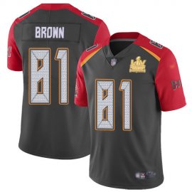 Nike Tampa Bay Buccaneers #81 Antonio Brown Gray Mens Super Bowl LV Champions Patch Stitched NFL Limited Inverted Legend Jersey