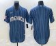 Mens Mexico Baseball Blank 2023 Navy Blue Pinstripe World Baseball Classic Stitched Jersey