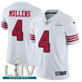 Nike San Francisco 49ers #4 Nick Mullens White Super Bowl LIV 2020 Rush Mens Stitched NFL Vapor Untouchable Limited Jersey