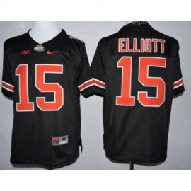 Buckeyes #15 Ezekiel Elliott Black(Orange No.) Limited Stitched NCAA Jersey