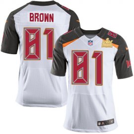 Nike Tampa Bay Buccaneers #81 Antonio Brown White Mens Super Bowl LV Champions Patch Stitched NFL New Elite Jersey