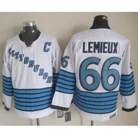 Pittsburgh Penguins #66 Mario Lemieux White/Light Blue CCM Throwback Stitched NHL Jersey