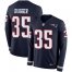Nike New England Patriots #35 Kyle Dugger Navy Blue Team Color Mens Stitched NFL Limited Therma Long Sleeve Jersey