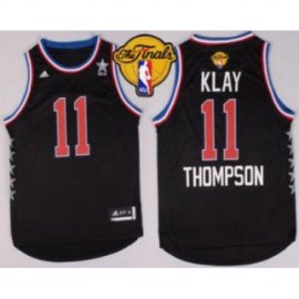 Warriors #11 Klay Thompson Black 2015 All Star The Finals Patch Stitched NBA Jersey