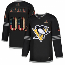 Pittsburgh Penguins Custom Adidas Mens Black USA Flag Limited NHL Jersey