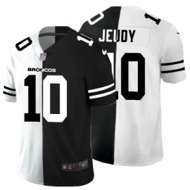 Denver Broncos #10 Jerry Jeudy Mens Black V White Peace Split Nike Vapor Untouchable Limited NFL Jersey