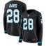 Nike Carolina Panthers #28 Mike Davis Black Team Color Womens Stitched NFL Limited Therma Long Sleeve Jersey