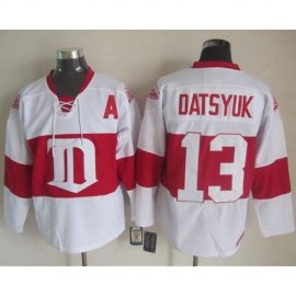 Detroit Red Wings #13 Pavel Datsyuk White Winter Classic CCM Throwback Stitched NHL Jersey