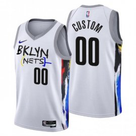 Nike Nets Custom Mens 2022-23 City Edition NBA Jersey – Cherry Blossom White