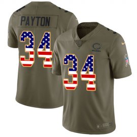 Nike Chicago Bears #34 Walter Payton Olive/USA Flag Mens Stitched NFL Limited 2017 Salute To Service Jersey