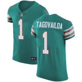 Nike Miami Dolphins #1 Tua Tagovailoa Aqua Green Alternate Mens Stitched NFL New Elite Jersey