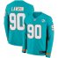 Nike Miami Dolphins #90 Shaq Lawson Aqua Green Team Color Mens Stitched NFL Limited Therma Long Sleeve Jersey