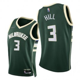 Nike Milwaukee Bucks #3 George Hill Mens 2021-22 75th Diamond Anniversary NBA Jersey Green Mens