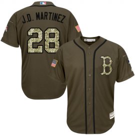 Boston Red Sox #28 J. D. Martinez Green Salute to Service Stitched Youth MLB Jersey