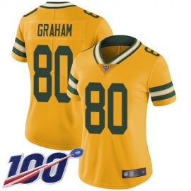 Nike Green Bay Packers #80 Jimmy Graham Yellow Womens Stitched NFL Limited Rush 100th Season Jersey