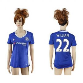 Womens Chelsea #22 Willian Home Soccer Club Jersey