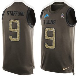Nike Detroit Lions #9 Matthew Stafford Green Mens Stitched NFL Limited Salute To Service Tank Top Jersey