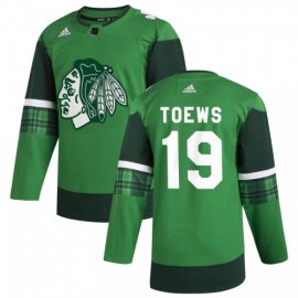 Chicago Blackhawks #19 Jonathan Toews Mens Adidas 2020 St. Patricks Day Stitched NHL Jersey Green.jpg.jpg