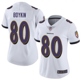 Nike Baltimore Ravens #80 Miles Boykin White Womens Stitched NFL Vapor Untouchable Limited Jersey