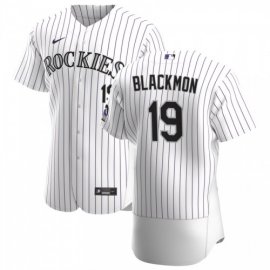 Colorado Rockies #19 Charlie Blackmon Mens Nike White Home 2020 Authentic Player MLB Jersey