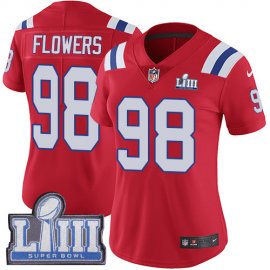 Nike New England Patriots #98 Trey Flowers Red Alternate Super Bowl LIII Bound Womens Stitched NFL Vapor Untouchable Limited Jersey